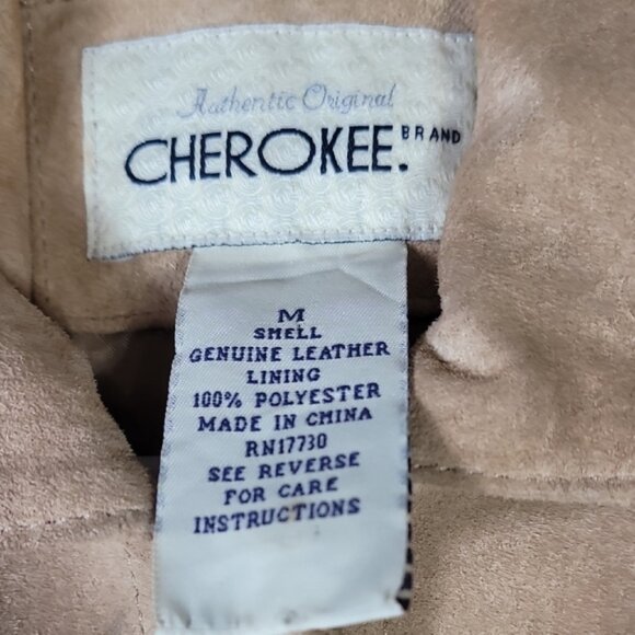 Y2K Cherokee Womens 100% Leather Jacket Size M Tan Suede Button 90s Vintage Bike - Picture 6 of 13